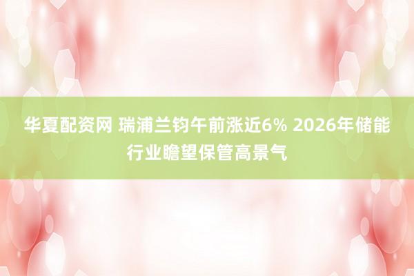 华夏配资网 瑞浦兰钧午前涨近6% 2026年储能行业瞻望保管高景气