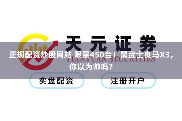 正规配资炒股网站 限量450台！黑武士良马X3，你以为帅吗？